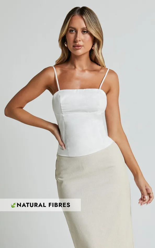 Showpo Grettell Top 8211 Strappy Corset Straight Neck Top In White Women Tops Showpo Grettell Top 8211 Strappy Corset Straight Neck Top In White Women Tops