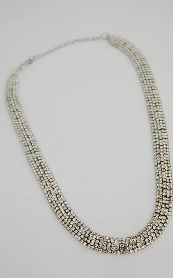 Showpo Guenloie Diamante Choker Necklace In Silver Women Necklaces