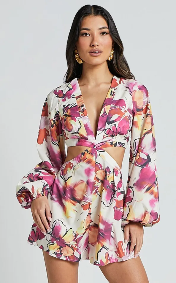 Showpo Gwyneth Playsuit 8211 Long Sleeve Cut Out Playsuit In DAHLIA DUSK FLORAL Women Rompers Showpo Gwyneth Playsuit 8211 Long Sleeve Cut Out Playsuit In DAHLIA DUSK FLORAL Women Rompers
