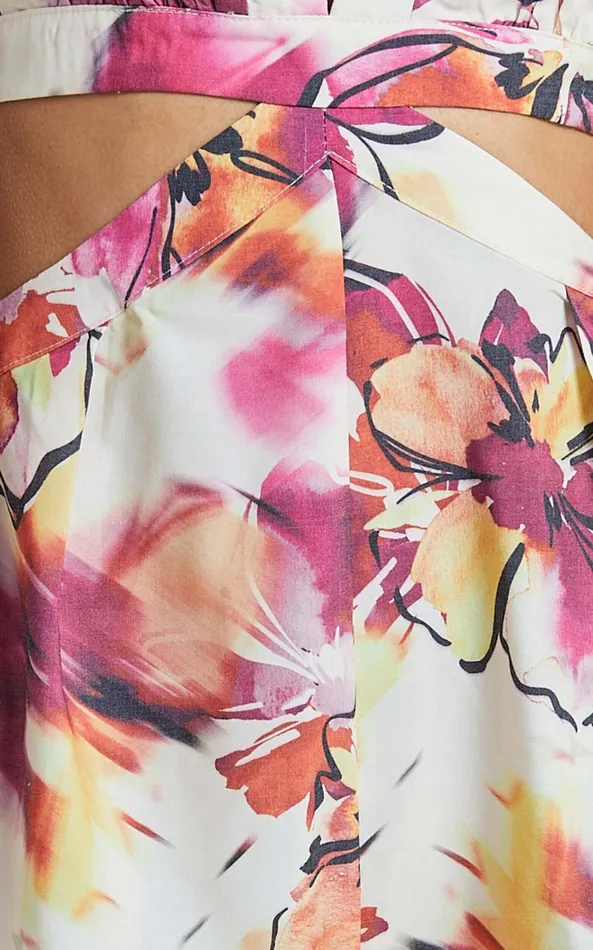 Showpo Gwyneth Playsuit 8211 Long Sleeve Cut Out Playsuit In DAHLIA DUSK FLORAL Women Rompers
