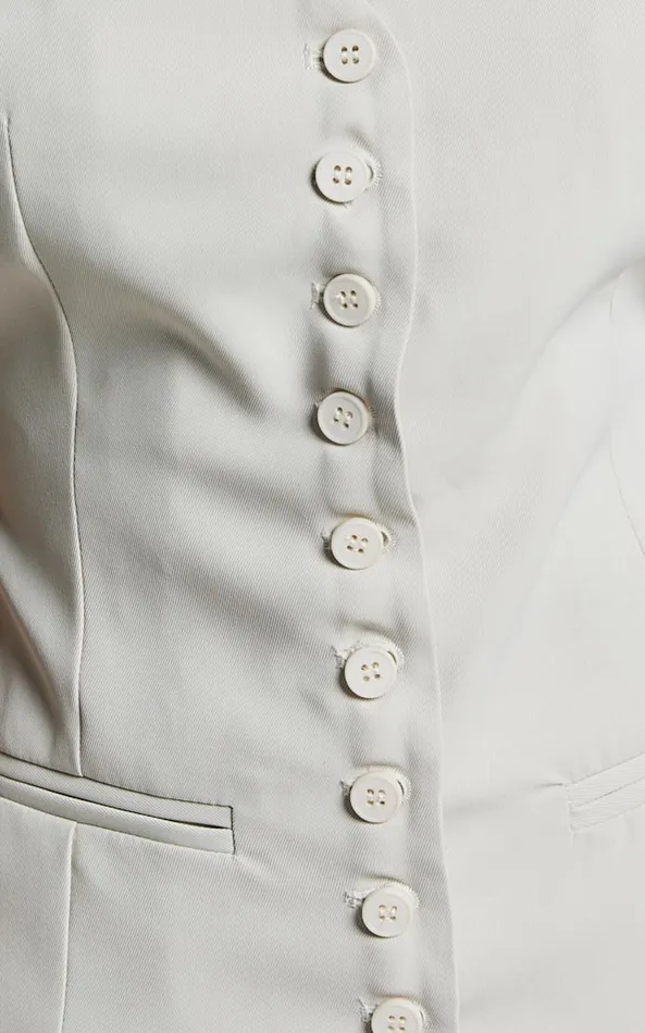 Showpo Gwyneth Vest 8211 Button Up Longline Waistcoat In Stone Women Tops
