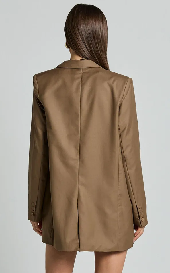 Showpo Haidy Blazer 8211 Single Breasted Boyfriend Blazer In Taupe Women Blazers