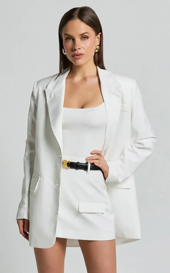 Showpo Haidy Blazer 8211 Single Breasted Boyfriend Blazer In White Women Blazers