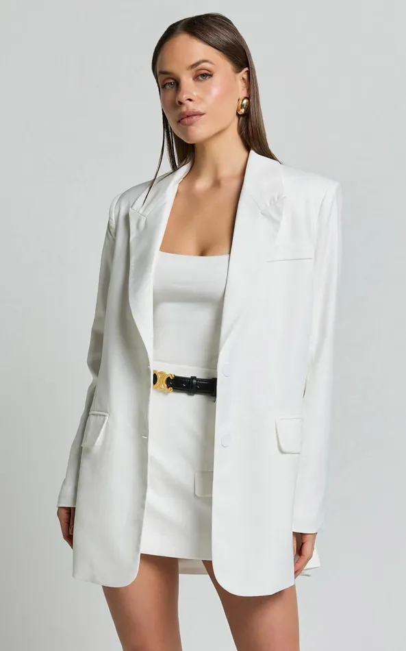 Showpo Haidy Blazer 8211 Single Breasted Boyfriend Blazer In White Women Blazers