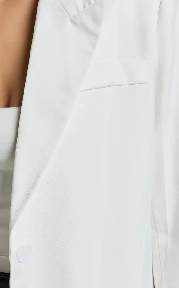 Showpo Haidy Blazer 8211 Single Breasted Boyfriend Blazer In White Women Blazers