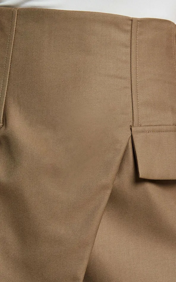 Showpo Haidy Mini Skirt 8211 Faux Pockets Wrap Skirt In Taupe Women Skirts