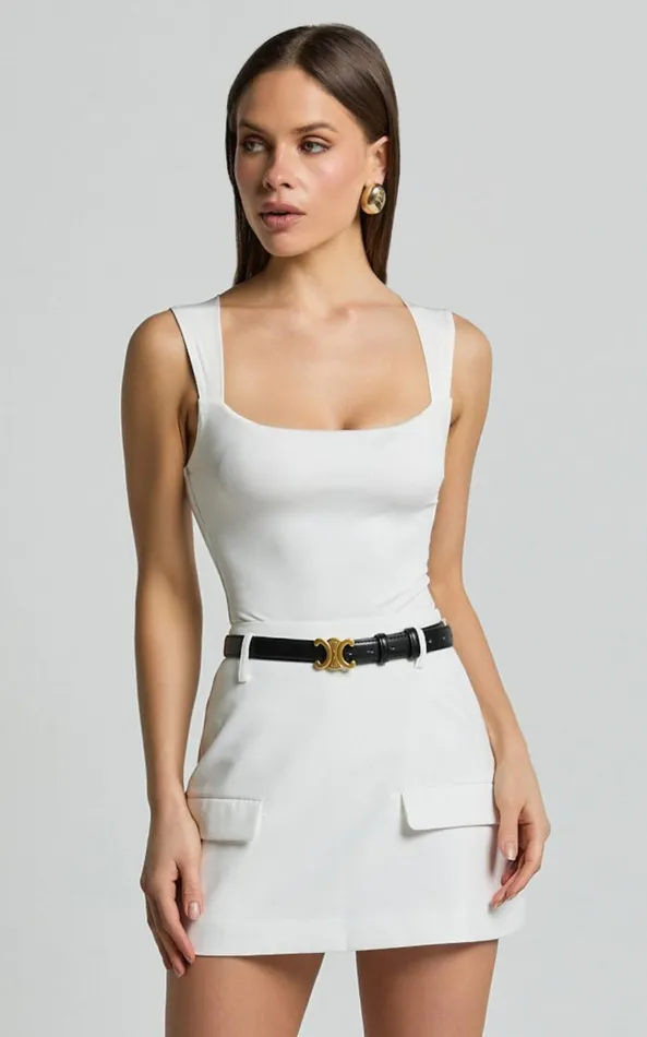 Showpo Haidy Skort 8211 Mid Waisted Tailored Mini Skort In White Women Shorts