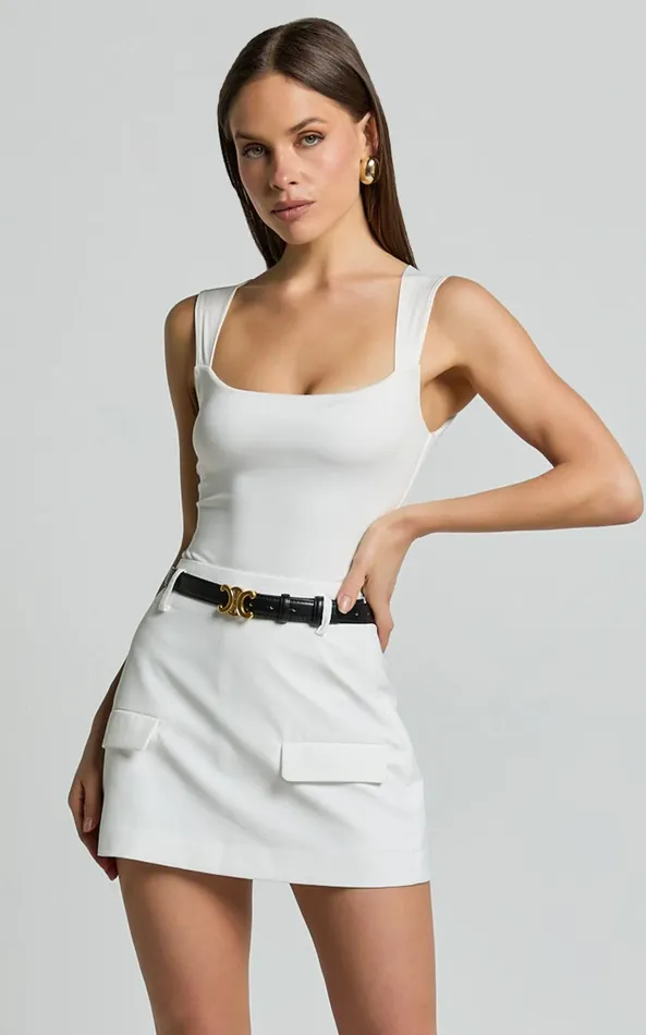Showpo Haidy Skort 8211 Mid Waisted Tailored Mini Skort In White Women Shorts