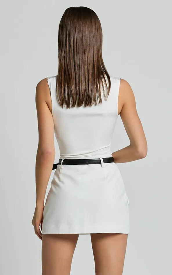 Showpo Haidy Skort 8211 Mid Waisted Tailored Mini Skort In White Women Shorts