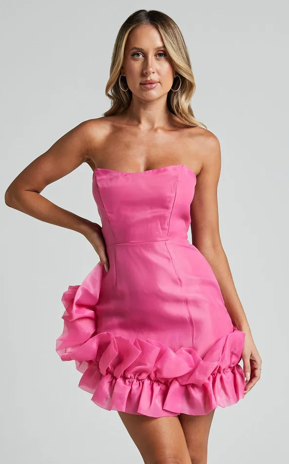 Showpo Hallie Mini Dress 8211 Strapless Ruffle Hem Detail Dress In Pink Women Dresses Showpo Hallie Mini Dress 8211 Strapless Ruffle Hem Detail Dress In Pink Women Dresses
