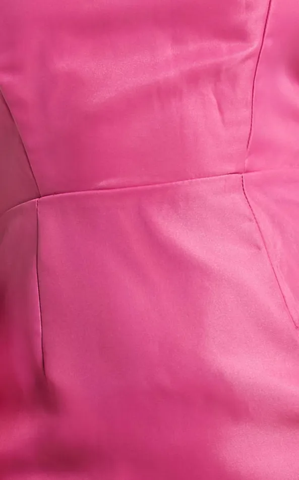 Showpo Hallie Mini Dress 8211 Strapless Ruffle Hem Detail Dress In Pink Women Dresses