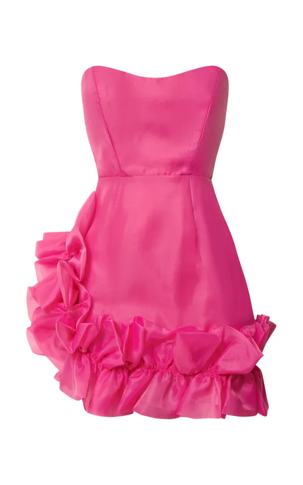 Showpo Hallie Mini Dress 8211 Strapless Ruffle Hem Detail Dress In Pink Women Dresses