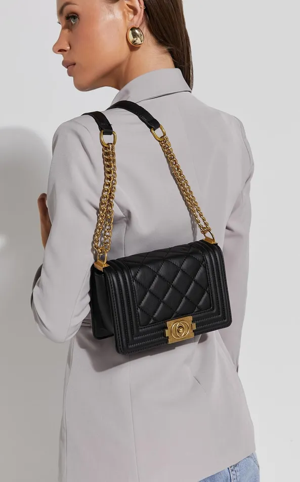 Showpo Hamptons Quilted Cross Body Bag In Black Women Bags