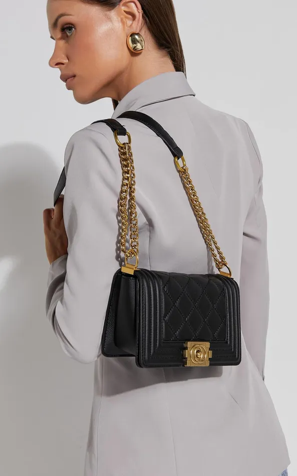 Showpo Hamptons Quilted Cross Body Bag In Black Women Bags