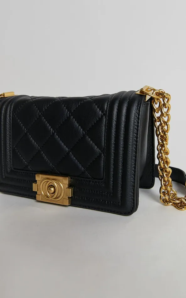 Showpo Hamptons Quilted Cross Body Bag In Black Women Bags