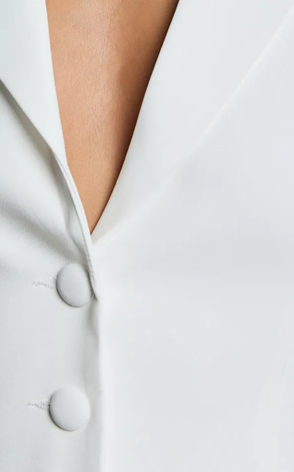 Showpo Hannah Mini Dress 8211 Tailored Button Down Pleated Mini Dress In White Women Dresses