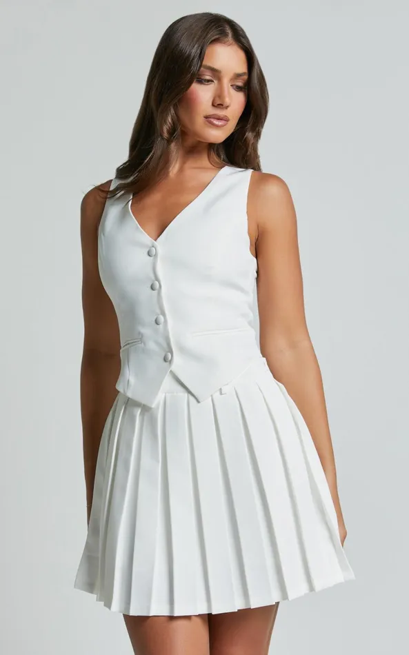 Showpo Harlee Vest 8211 Fitted V Neck Tailored Vest Top In White Women Tops