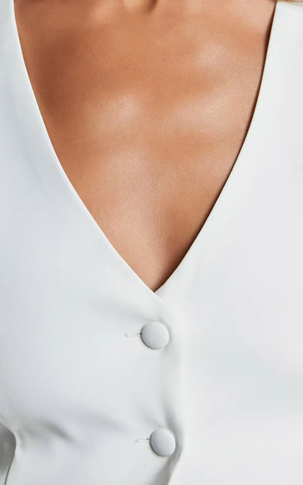Showpo Harlee Vest 8211 Fitted V Neck Tailored Vest Top In White Women Tops