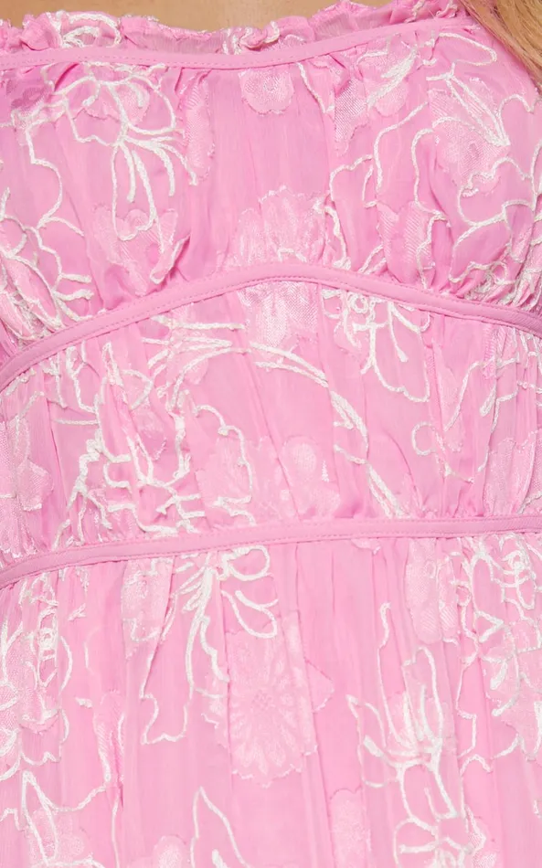 Showpo Harley Midi Dress 8211 Puff Sleeve Dress In Pink Women Dresses