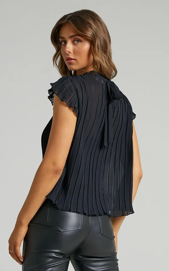 Showpo Harlow Top 8211 High Neck Pleated Workwear Top In Black Women Curve Clothes