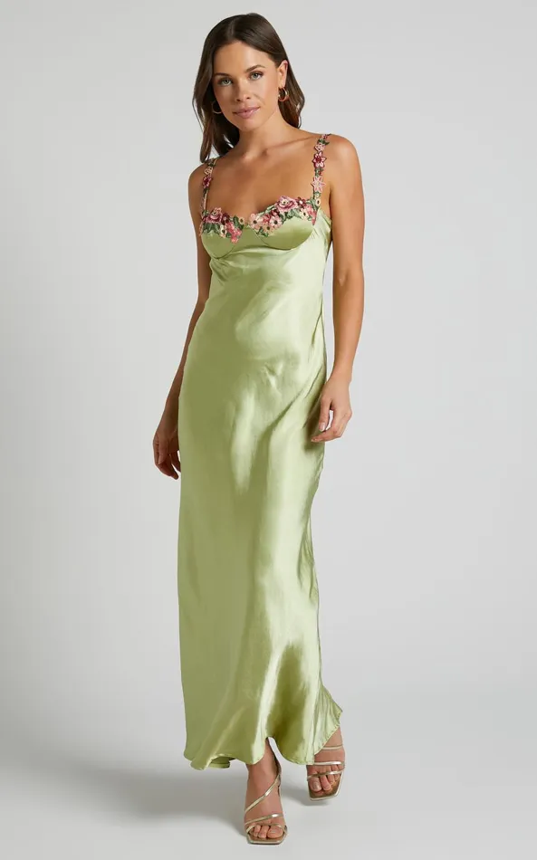 Showpo Harmony Midi Dress 8211 Floral Detail Cup Bust Satin Dress In Citrus Women Dresses Showpo Harmony Midi Dress 8211 Floral Detail Cup Bust Satin Dress In Citrus Women Dresses