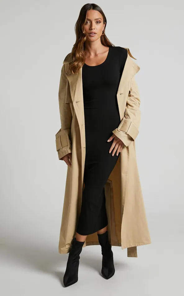 Showpo Hawkins Midi Dress 8211 Long Sleeve Bodycon Dress In Black Women Curve Clothes