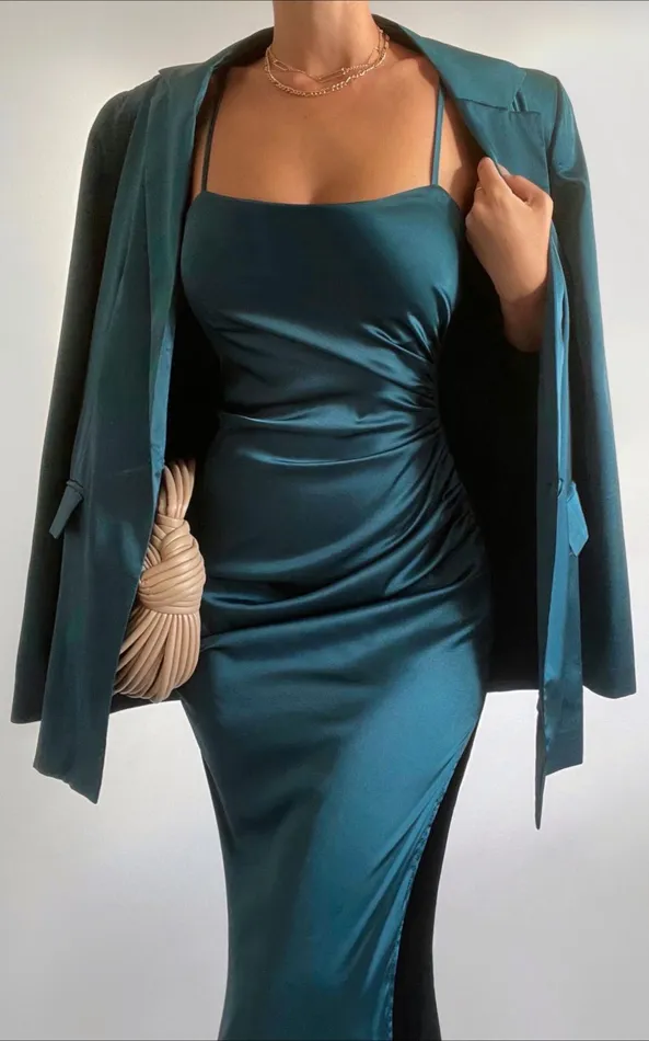 Showpo Hayien Blazer 8211 Single Breasted Longline Satin Blazer In Teal Women Jackets and Coats Showpo Hayien Blazer 8211 Single Breasted Longline Satin Blazer In Teal Women Jackets and Coats