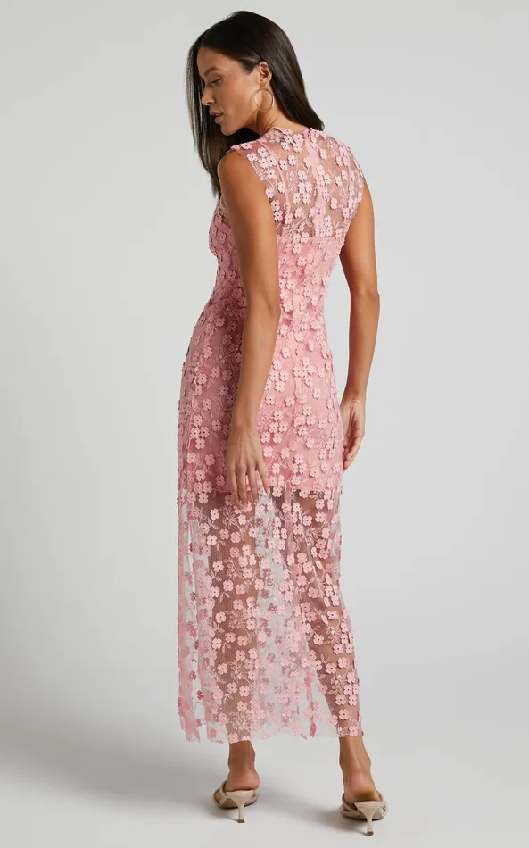 Showpo Hazel Midi Dress 8211 3D Flower Net Bodycon Dress In Pink Women Dresses Showpo Hazel Midi Dress 8211 3D Flower Net Bodycon Dress In Pink Women Dresses