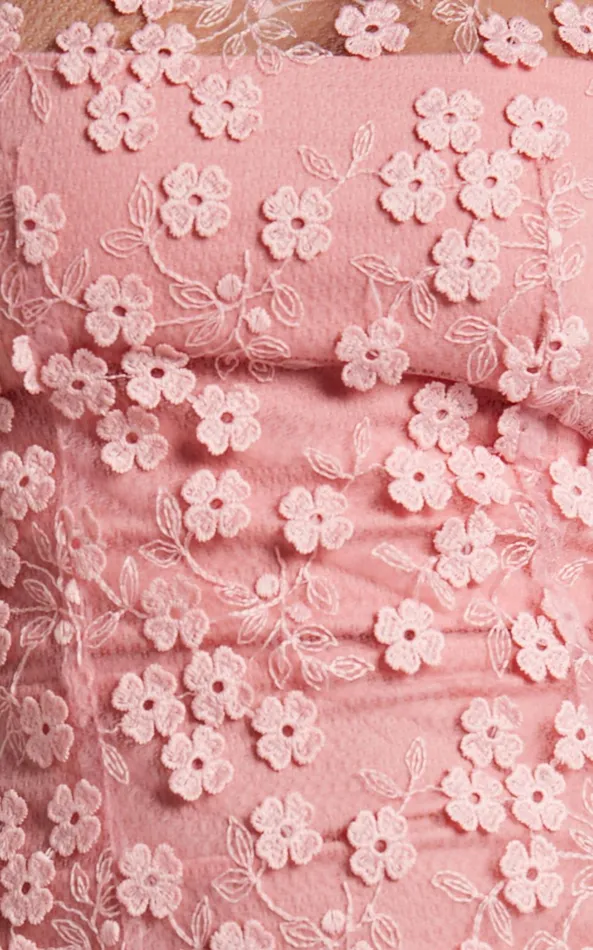 Showpo Hazel Midi Dress 8211 3D Flower Net Bodycon Dress In Pink Women Dresses Showpo Hazel Midi Dress 8211 3D Flower Net Bodycon Dress In Pink Women Dresses