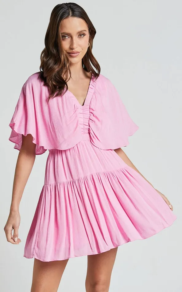 Showpo Heidi Mini Dress 8211 Ruffle Sleeve Tiered Dress In Pink Women Dresses Showpo Heidi Mini Dress 8211 Ruffle Sleeve Tiered Dress In Pink Women Dresses