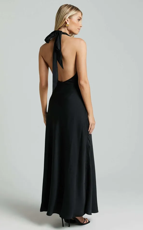 Showpo Helen Maxi Dress 8211 Cowl Neck Slip In Black Women Dresses