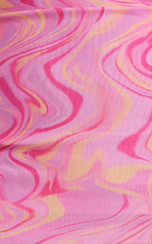 Showpo Helga Midi Dress 8211 Cowl Neck Ruched Dress In Pink Swirl Women Dresses