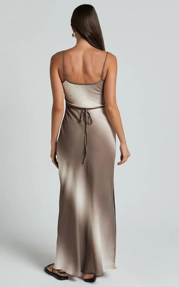 Showpo Hellie Midi Dress 8211 Strappy Scoop Neck Slip Dress In Chocolate Women Dresses