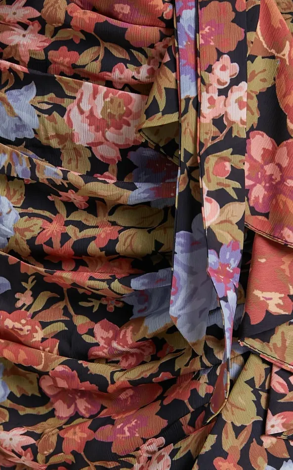 Showpo Henny Plunge Long Sleeve Wrap Top In Dusk Floral Women Tops