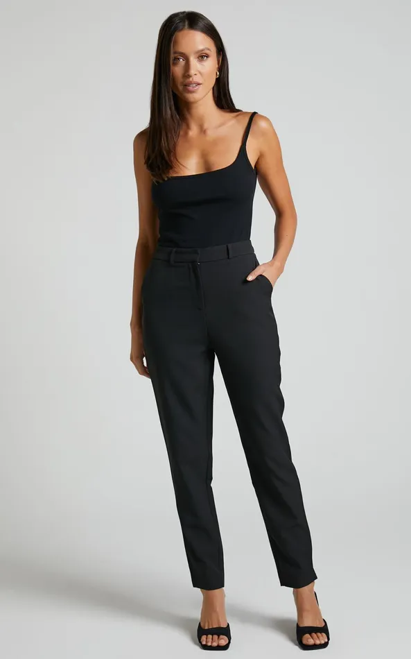 Showpo Hermie Pants 8211 High Waisted Cropped Tailored Pants In Black Women Pants Showpo Hermie Pants 8211 High Waisted Cropped Tailored Pants In Black Women Pants