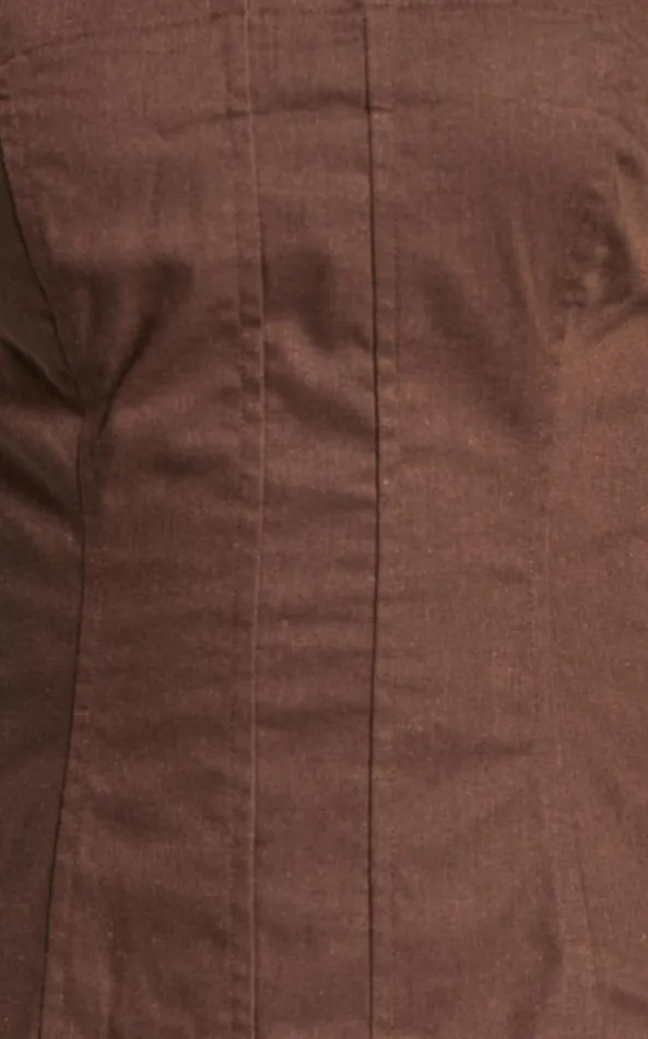 Showpo Herrera Top 8211 Linen Look Strapless Panel Seam Corset Top In Chocolate Women Tops