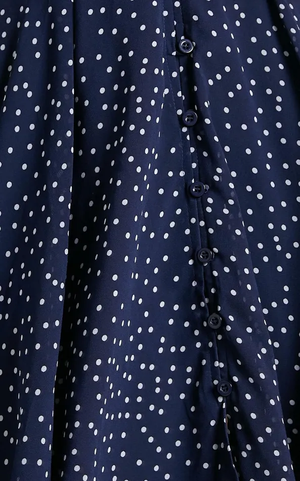 Showpo Hey Now Mini Dress In Navy Spot Women Curve Clothes