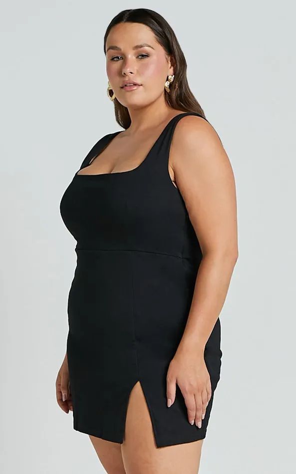 Showpo Hughes Mini Dress In Black Women Curve Clothes