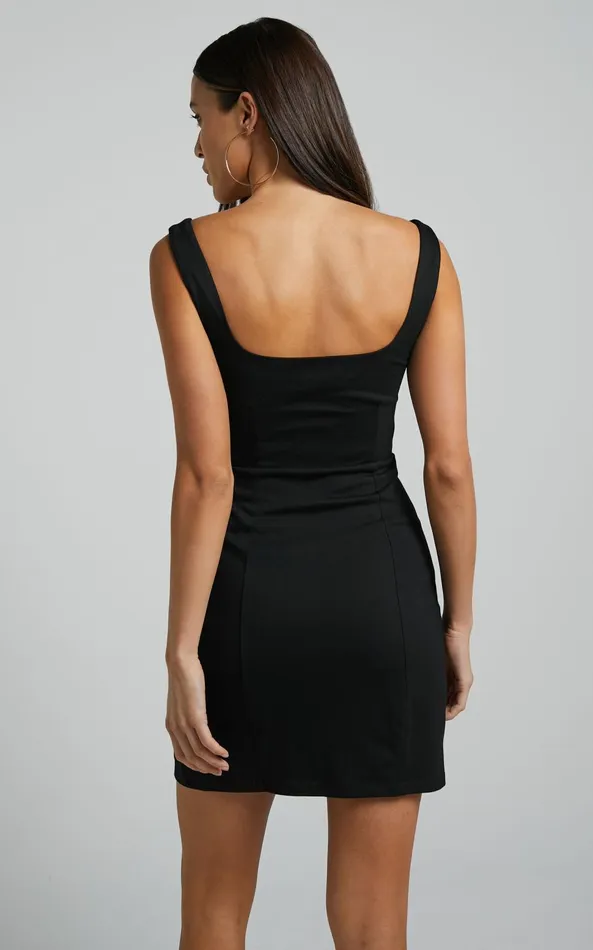 Showpo Hughes Mini Dress In Black Women Curve Clothes
