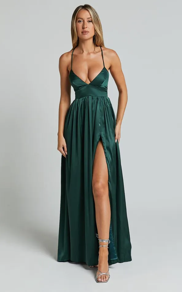 Showpo I Want The World To Know Midi Dress 8211 Thigh Split Tie Back Dress In Emerald Women Dresses Showpo I Want The World To Know Midi Dress 8211 Thigh Split Tie Back Dress In Emerald Women Dresses