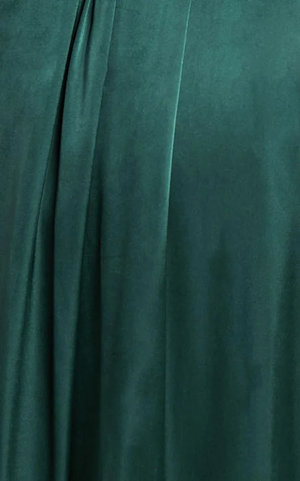 Showpo I Want The World To Know Midi Dress 8211 Thigh Split Tie Back Dress In Emerald Women Dresses