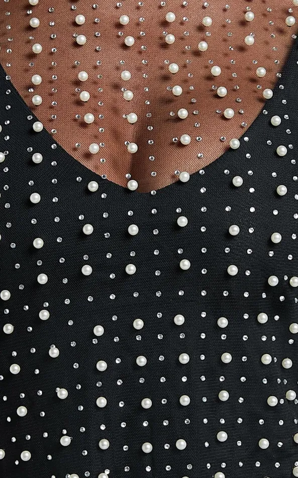 Showpo Illiana Top 8211 Pearl Mesh Gathered Long Sleeve Top In Black Women Tops