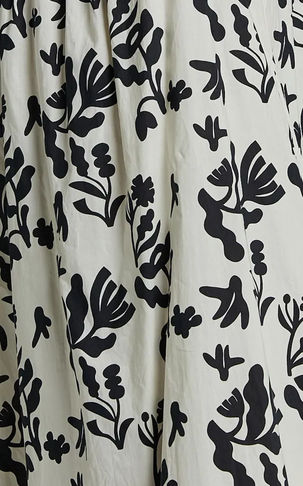 Showpo Illyana Midi Dress 8211 Asymmetric One Shoulder Frill Hem Dress In White And Black Print Women Dresses