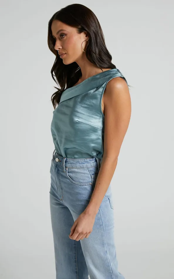 Showpo Indah Top 8211 Draped Off Shoulder Top In Sage Women Curve Clothes