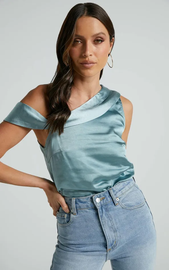 Showpo Indah Top 8211 Draped Off Shoulder Top In Sage Women Curve Clothes