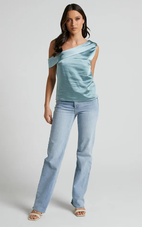 Showpo Indah Top 8211 Draped Off Shoulder Top In Sage Women Curve Clothes