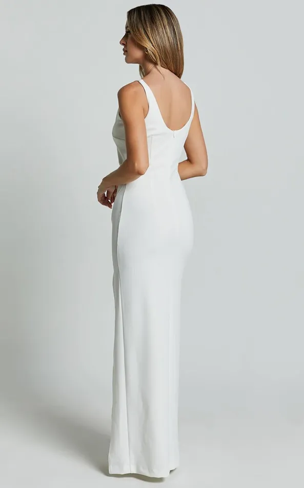Showpo Indi Midi Dress 8211 Boat Neck Bodycon Dress In White Women Dresses