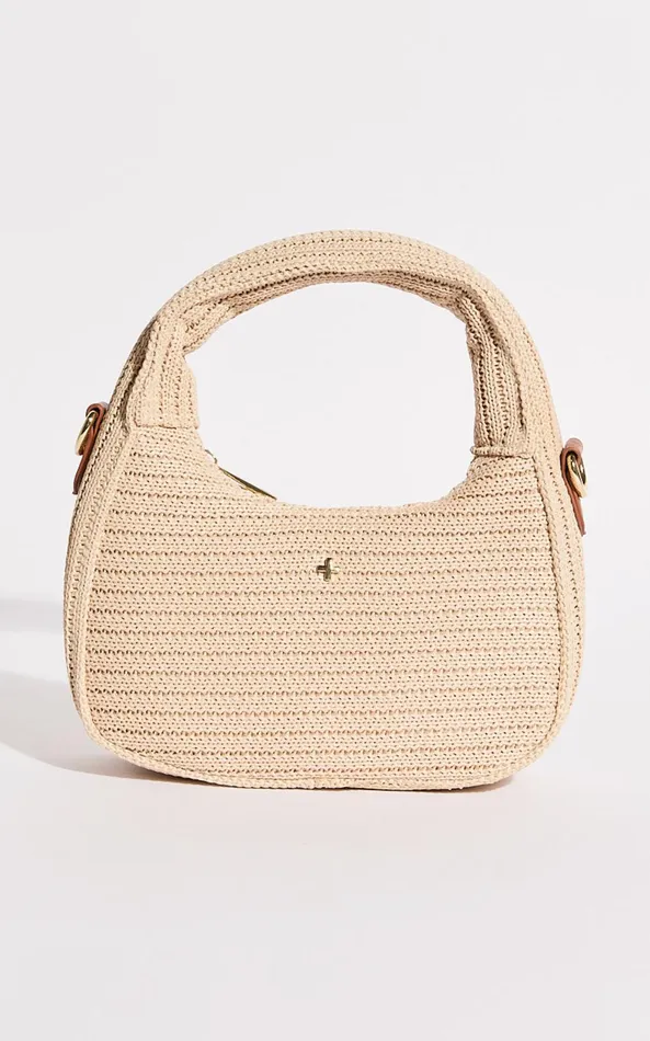 Showpo Indigo Shoulder Bag In Sand Faux Raffia Women Bags