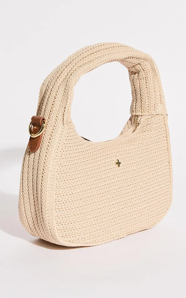 Showpo Indigo Shoulder Bag In Sand Faux Raffia Women Bags