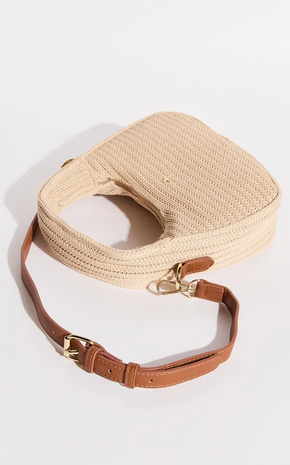 Showpo Indigo Shoulder Bag In Sand Faux Raffia Women Bags